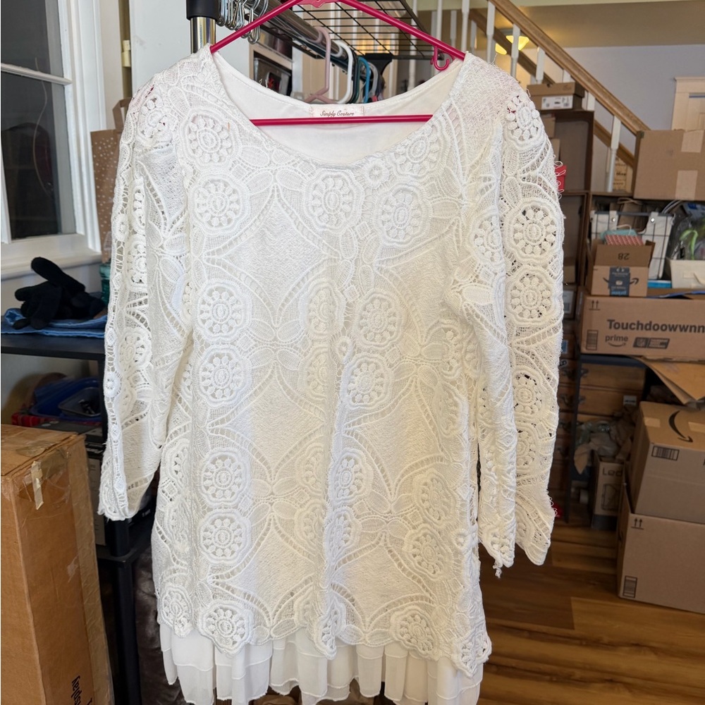 1/2 off 3+ bundle Simply Couture Ivory Lace Blouse